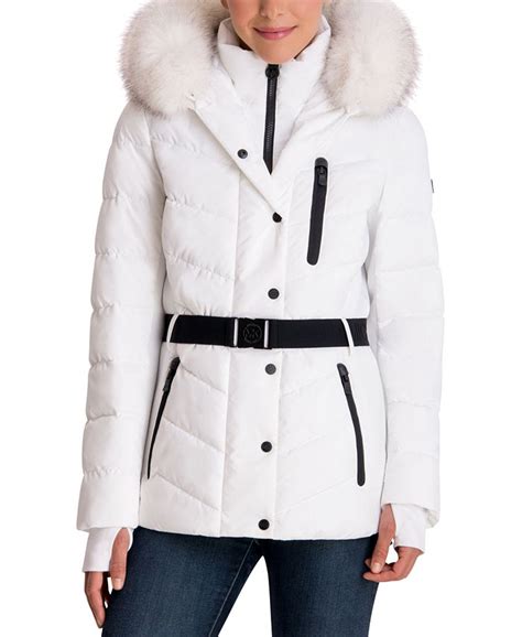 michael kors faux fur trim quilted puffer coat|michael kors puffer jacket.